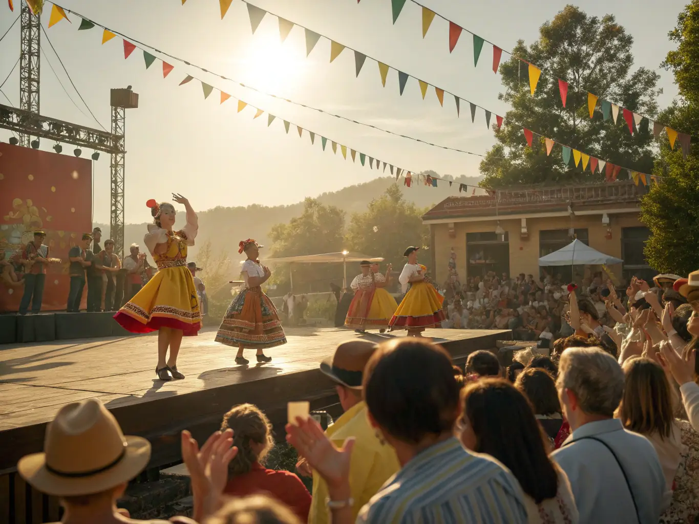 A lively image capturing a cultural festival organized by ROLLER ASSOCIATION, featuring regional artists, music, dance, and traditional crafts.